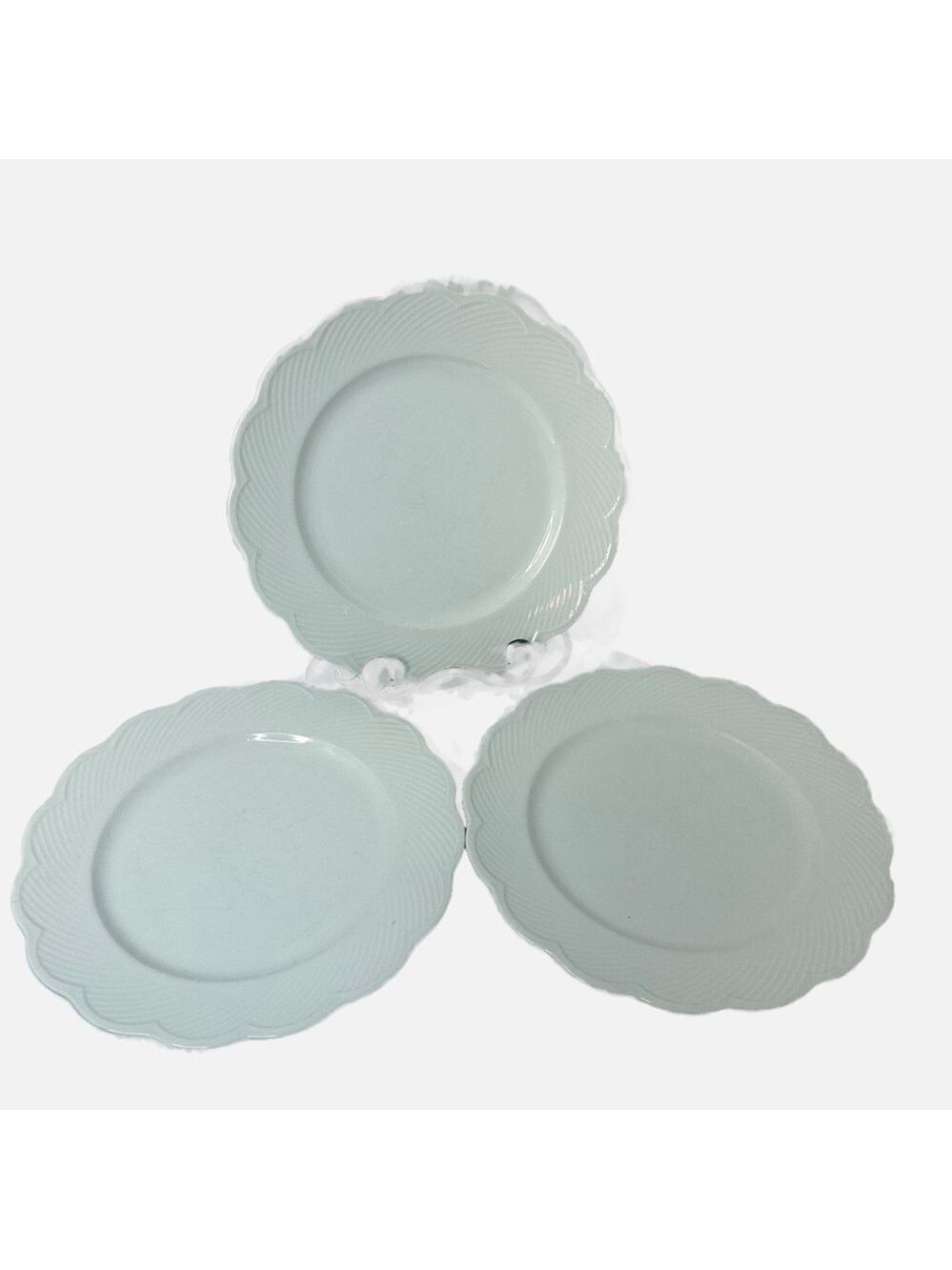 Dansk Japan Fransk Porcelain Dessert Dinner Plates Set 3 Scalloped Edge Ridges